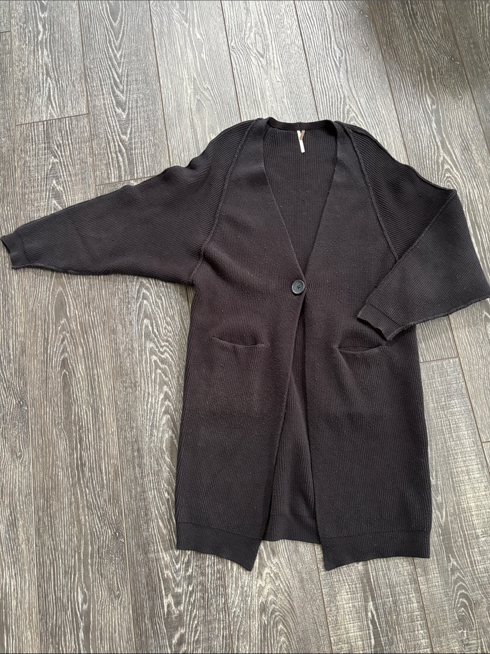 Free People Black Long Knit Ribbed Cardigan XS EXCELLENT Condition!